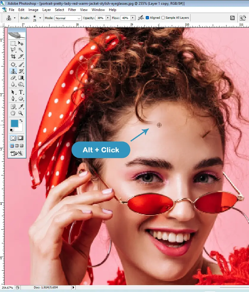How to pick source of Clone Stamp Tool in Photoshop