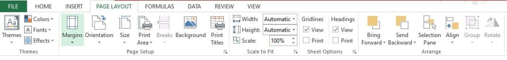 MS Excel Page Layout Tab in Hindi