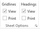 Sheet options